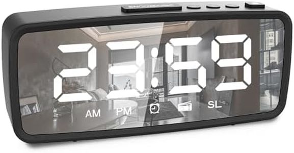 ThreeH Radio Alarm Clock FM76-108 MHZ 15 Levels Volume Loud Alarm Clock for Seniors Heavy Sleeper 2 Ring Sounds Battery Powered & Cable Powered Black