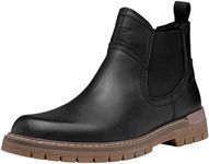 Jousen Chelsea Boots Casual Slip On Ankle Waterproof Mens Boots, Amy8141a-leather-black, 13