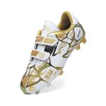 Breathable Football Shoes Spikes for Kids Soccer Boots with Cleats Boys Girls Football Boots,White-Gold,11 Kid