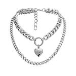 ANAZOZ Women's 2-Row Necklace Large Chain with Heart Pendant