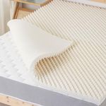 Treaton, 1-Inch Convoluted Copper-Infused Memory Foam Mattress Toppers, Cooling and Pressure Relieving with Airflow Design, Queen, Beige