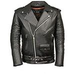 Milwaukee Leather SH1011TALL Black Classic Brando Motorcycle Jacket for Men Made of Cowhide Leather w/Side Lacing - XL-Tall