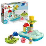 LEGO DUPLO Water Park Bath Toy for Toddlers Aged 2+ Years Old, with Floating Island, Turtle and Star Fish Sea Animal Figures, Easy to Clean Bathtub Water Toys 10989