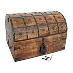 Nautical Cove Pirate Treasure Chest with Iron Lock and Skeleton Key - Wooden Storage and Decorative Box (XX-Large 18 x 12.5 x 12.5)