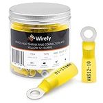 Wirefy Heat Shrink Ring Terminals #10 - Marine Grade Terminal Connectors - Waterproof Eyelet Wire Connectors - Red 10-12 AWG - 90 PCS
