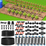 MIXC 101FT Drip Irrigation System, Easy to Setup Automatic Garden System with Anti-UV 1/4" & 1/2" Tubing - Water-Saving Adjustable Nozzles & Sprinklers for Patio, Greenhouse, Raised Bed, Potted Plants