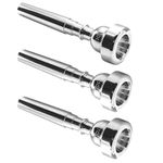 Biaungdo Trumpet Mouthpiece 7C 5C 3C, 3 Pcs Brass Material Silver Plated Trumpet Mouthpiece Set for Professional Players, Beginner