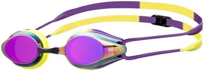 ARENA Tracks Unisex Adult Essential Racing Swim Goggles for Competitive Swimmers Men and Women FINA-Approved Anti-Fog Coated Mirror Lens, Violet/Plum/Arctic Lime