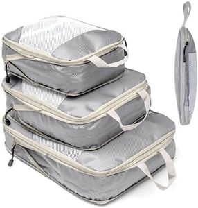 Organizer per valigie imballaggio a compressione Organizzatori di valigie da viaggio espandibili, Grigio 3 pezzi