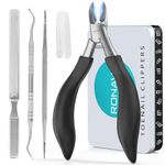 RONAVO Toe Nail Clipper Set - Ingrown Toenail Treatment & Toenail Clippers for Ingrown Nails - Heavy Duty Professional Toe Nail Clippers for Men & Women, Large Toenail Nipper