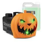 BeamZ S553L Halloween Smoke Machine - Pumpkin Fog Machine with LED Lights, 5L Fluid & Balloon - Create Spooky Halloween Fog Effects with Plastic Pumpkin halloween Decorations & Remote Control