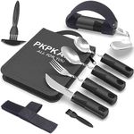 PKPKAUT Adaptive Non-Weighted Utensils for Parkinsons Patients Hand Tremors, Rocker Knife Parkinsons Spoon and Fork Set Built Up Utensils for Adults Arthritis Disabled (Oxford Carrying Bag)