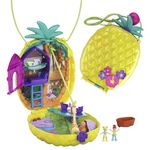 Polly Pocket Micro, Tropical Pineapple Purse, 2-in-1 Purse and Playset with Animal Safari Theme, Toy Accessories, Stickers, 2 Polly Pocket Dolls, Toys for Ages 4 and Up, GKJ64