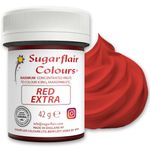 Sugarflair Red Extra Food Colouring Paste, Maximum Concentrated Food Colouring for Buttercream, Sugar Paste, Royal Icing, Cake Mixes and More! Vibrant Colour Food Dye - 42g