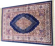 Regal Carpet Light - Weighted Economical Silk Touch Carpet, Approx 3 X 5 Feet (90x150 cm) Blue Multi