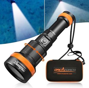 ORCATORCH ZD710 Zoomable Dive Light 2700 Lumen Scuba Diving Flashlight with 4 Modes, 2-in-1 Spotlight & Floodlight, IP68 Waterproof Night Dive Torch for 150 Meters Under Water Sports