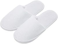 AhfuLife 10 Pairs of Hotel Slippers, Non-Disposable Two Size Combo Spa Slippers, Washable White Slipper for Spa, Party Guest and Travel Unisex (Closed-Toe)