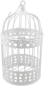 PrimoLiving Gabbia decorativa in metallo per uccelli, colore bianco, decorazione per matrimonio, vintage, P-403, taglia L (circa 17 x 32 cm), decorazione da tavolo, per matrimonio, uccello, voliera,