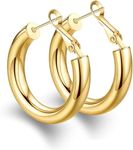 Thick Gold Hoop Earrings Lightweight Howllow Tube Hoops Chunky Gold for Women Hypoallergenic Big Earring 25mm 30mm 40mm 50mm