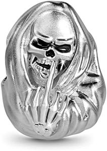 GNOCE Middle Finger Skull Charm Bead Sterling Silver Fit Bracelet/Necklace Gift For Women Wife