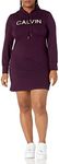 Calvin Klein Women's Long Sleeve Hoodie Dress, Aubergine, Medium