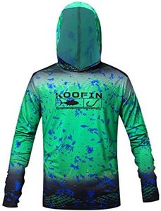 KOOFIN GEAR Performance Fishing Hoodie UPF 50 Sunblock Shirt Long Sleeve Quick-Dry Loose Fit Fade Pattern, Green, X-Large