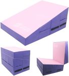 Modern-Depo Gymnastics Wedge Mats 33" X 23.6" X 13.4", Folding Incline Cheese Wedge Mat with EPE Foam Waterproof Vinyl Cover for Exercise, Home Gym, Tumbling, Yoga, Pilates, Pink & Dark Blue