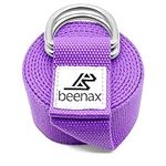 Beenax Yoga Strap Belt 1.85M, 2.5M, Extra Long Adjustable Strong Cotton 6ft 8ft with D-Ring Buckle, Exercise & Fitness Stretching for Yoga, Pilates, Dance, Gym Workouts and Physical Therapy