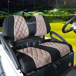 Golf Cart Seat Covers Fit to Club Car Precedent,DS and Yamaha,Breathable Washable Polyester Mesh Cloth. Renew Your Golf Cart. (Beige/Black)