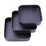 Falytemow Cake Tin Set 3 pcs Nonstick Springform Pan with Removable Bottom Cake Molds of Square Leakproof Cheesecakes Pan Bakeware Set (Gray-Square, 18 cm, 20 cm, 22 cm)