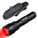 ULTRAFIRE Red Light LED Torch 620-630nm Zoomable Red Hunting Torch Single Mode Mini Tactical Torch with Flashlight Holster, Super Power Adjustable Focus Waterproof Red Flashlight for Night Vision