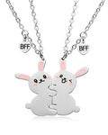 Yooborn BFF Necklace 2 Best Friend Rabbit Jewelry Set 2 Pcs Cute Bunny Matching Friendship Necklace Jewelry for 2 Teen Boys Girls Sister BFF.