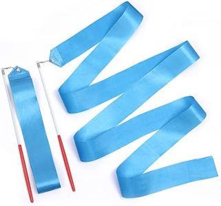 2pcs Dance Ribbons, 78.7 Inch Long Twirling Dancing Ribbon Gymnastics Ribbon Streamers for Kids Artistic Dancing Training Party, with Ribbon Dancer Wand (Sky Blue)