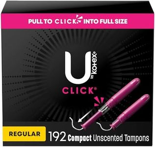 U by Kotex Click Compact Tampons, Regular, Unscented, 192 Count (6 Packs of 32) (Packaging May Vary)