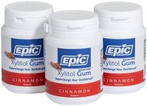 Epic Xylitol Chewing Gum - Sugar Free & Aspartame Free Chewing Gum Sweetened w/Xylitol for Dry Mouth & Gum Health (Cinnamon, 50-Piece Bottle, 3 Bottles)