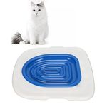 Cat Toilet Training System, Professional Teach Cat to Use Toilet Cat Toilet Training Kit Universal Reusable Kitty Toilet Trainer Urinal with Design Blue Tray (White Tray, 1 Blue Inner Support)