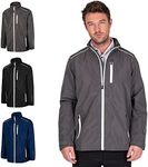 Island GREEN Essentials Mens Golf Full Zip Waterproof Jacket, Charcoal/White, X-Large