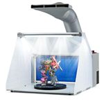 HOMFME Folding Airbrush Spray Booth, Portable Spray Booth Kit with 3 LED Lights, Adjustable Hose and Revolving Turntable, Spray Booth and Extractor Set for Models Crafts Artworks (No Top Holders)