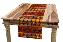 Ambesonne Tribal Table Runner, Indigenous Tribal Style Eagles Traditional Elements, Dining Room Kitchen Rectangular Runner, 16" X 72", Cinnamon Marigold Grey