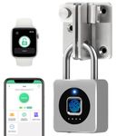 eLinkSmart Gym Locker Padlock, Fingerprint or Mobile APP Unlock, Remote Unlock, Record, IP67 Waterproof, Keyless Biometric Padlock for Gym, Luggage Bags, Locker and Storage, Garden Cupboard, Type-C