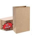 Large Brown Paper Bags 50 Count, Durable Grocery Bags Bulk Made by Recyclable Environmentally Friendly Materials, Multi-Purpose Kraft Brown Bag for Grocery Shopping,Kitchen,Office and Take Out