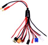 RC Lipo Battery Charger Adapter Connector 9 in 1 Splitter Cable 4.0mm Banana Plug to TRX JST T Plug XT60 EC3 Futabas Tamiyas