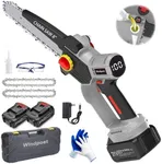 Mini Chainsaw 8 Inch, Cordless Mini Chainsaw, Portable 21V Cordless Chainsaw, with 2*2.0Ah Batteries and Charger, LED power indicator,with Oil Pump and Tool-less Chain Tensioning Function-Silver Gray