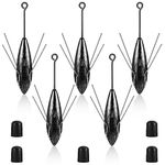 Therwen 5 Pcs Sputnik Sinker Fishing Equipment Long Tail Fishing Weights Saltwater Surf Casting Sinkers Catfish Beach Spider Weights for Ocean Sea Sand (5 oz)