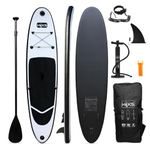 HIKS SUP Inflatable Stand Up Paddleboards, 4" Thick Paddleboard with Non-Slip EVA Deck, Adjustable Paddle, Air Pump, Removable Skeg Fin, Water Resistant Backpack, & Repair Kit - Midnight Black, 10’