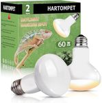 HARTOMPET 60W E26 Reptile Heat Lamp Bulbs, Upgraded UVA Basking Spot Light for Bearded Dragon, Lizard, Tortoise, Chicks & Amphibians - Simulated Natural Sunlight, Daylight Bulb fot Terrarium | 2 Pack