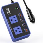 200W Car DC Power Inverter, 12V to 110V AC Inverter, Car Inverter Charger with Quick Charge PD 24W/ QC 24W, Power Inverter for Vehicles, Car Office Working, Camping, Road Trip (Blue)