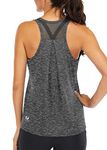 Fihapyli ICTIVE Workout Tops for Women Loose fit Racerback Tank Tops for Women Mesh Backless Muscle Tank Running Tank Tops Workout Tank Tops for Women Yoga Tops Athletic Exercise Gym Tops Dark Gray L