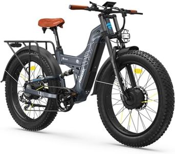 FREESKY 4000W Dual Motor Electric Bike for Adults, 48V 30AH Battery 190KM Range, 40MPH AWD Fast E-Bike, 26" Fat Tire Full Suspension Electric Mountain Bike, Blue