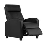 Recliner Chair for Living Room Furniture Home Theater Seating Glider Chairs Modern Wingback Single Sofa PU Leather with Footrest (Black)